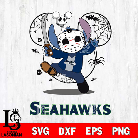 Seattle Seahawks Stitch jason voorhees Halloween Svg Eps Dxf Png File, Digital Download, Instant Download