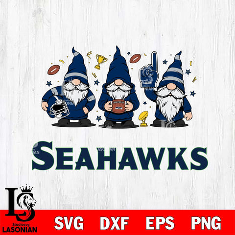 Seattle Seahawks Three Gnome FAN File Cut, NFL SVG, Digital Download , CHRISTMAS Criucut , Silhouette