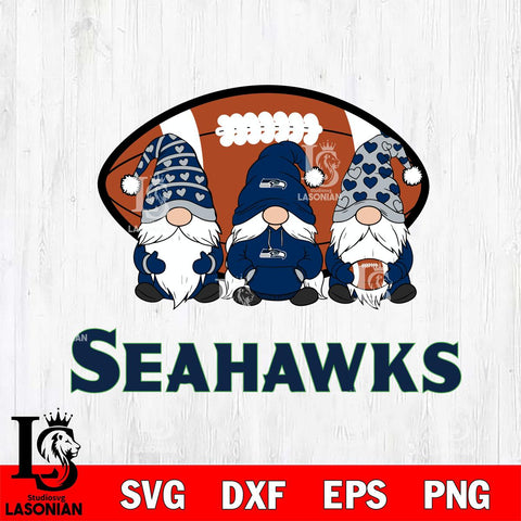 Seattle Seahawks Three Gnome Football File Cut, NFL SVG, Digital Download , CHRISTMAS Criucut , Silhouette
