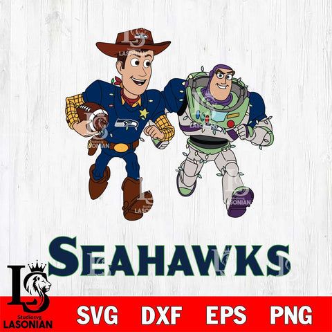 Seattle Seahawks Woody & Buzz Lightyear Football Cricut,Christmas SVG DXF EPS PNG FILE, Digital Download,Instant Download, Silhouette
