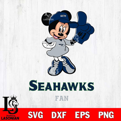 Seattle Seahawks #1 Fan Minnie Mouse Svg Eps Dxf Png File, Digital Download, Instant Download