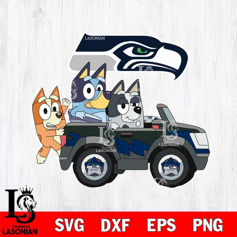 Seattle Seahawks bluey friends car Svg Eps Dxf Png File, Digital Download, Instant Download
