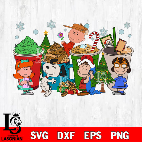 Snoopy Christmas Coffee Cups Svg Eps Dxf Png File,Christmas File Cut ,Digital Download ,Instant Download, Cricut File