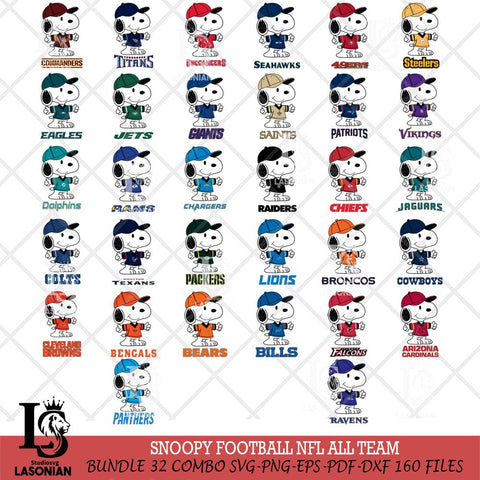 Snoopy football NFL ALL TEAM SVG DXF EPS PNG FILE,Snoopy File Cut,Big bundle nfl Digital Download,Instant Download, Silhouette