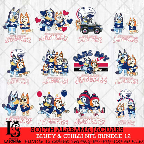 South Alabama Jaguars Bluey & Bingo Bundle 12 SVG Svg Eps Dxf Png File, Bundle NCAA svg, Digital Download, Instant Download