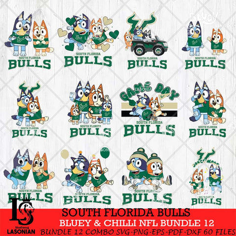 South Florida Bulls Bluey & Bingo Bundle 12 SVG Svg Eps Dxf Png File, Bundle NCAA svg, Digital Download, Instant Download