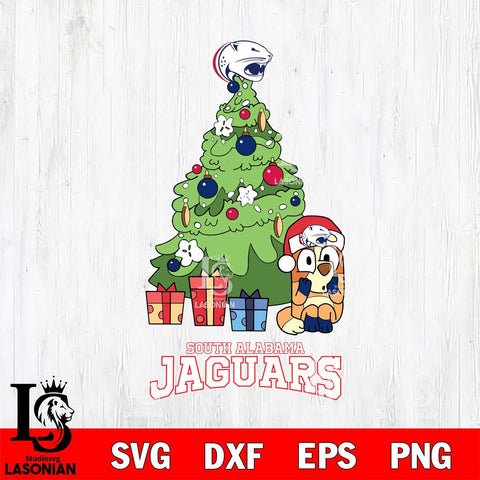 South Alabama Jaguars Bluey Chilli Christmas Tree Svg Eps Dxf Png File, Digital Download
