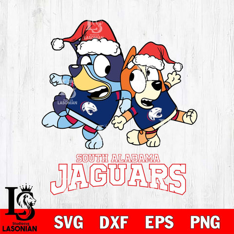 South Alabama Jaguars Bluey Christmas Holiday Svg Eps Dxf Png File, Digital Download