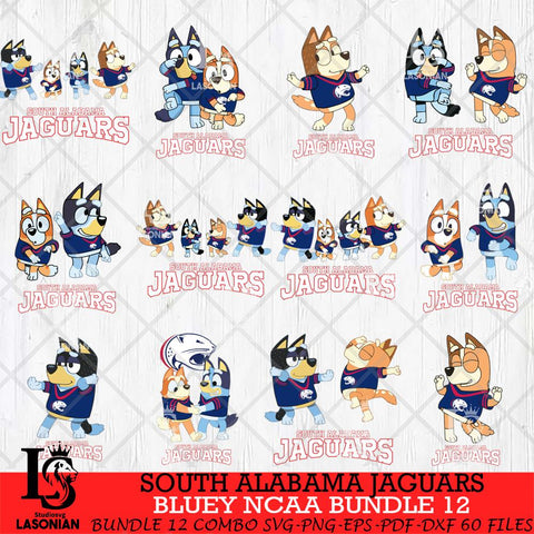South Alabama Jaguars Bluey Dace Mode NCAA Bundle 12 SVG Eps Dxf Png File, Digital Download, Instant Download