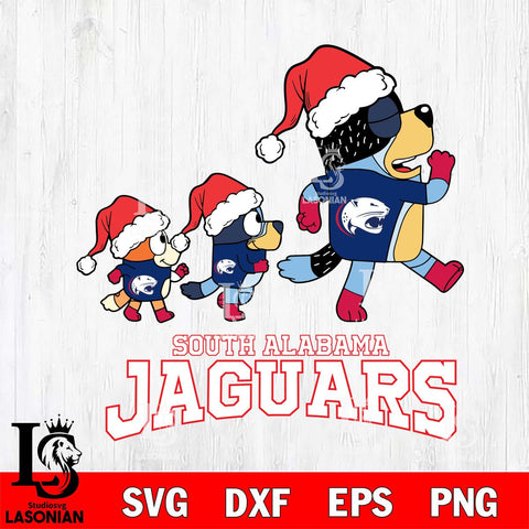 South Alabama Jaguars Bluey Family Christmas Svg Eps Dxf Png File, Digital Download
