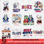 South Alabama Jaguars Bluey Halloween NCAA 12 SVG Eps Dxf Png File, Bundle NCAA svg, Digital Download, Instant Download