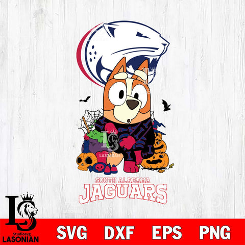 South Alabama Jaguars Bluey Halloween NCAA Svg Eps Dxf Png File, Digital Download, Instant Download