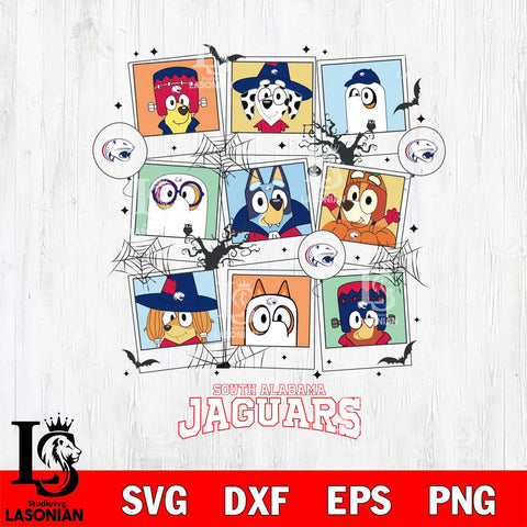 South Alabama Jaguars Bluey Halloween Sport Svg Eps Dxf Png File, Digital Download, Instant Download
