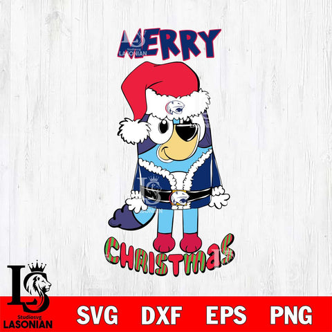 South Alabama Jaguars Bluey Merry Christmas Bluey Santa Claus Svg Eps Dxf Png File, Digital Download