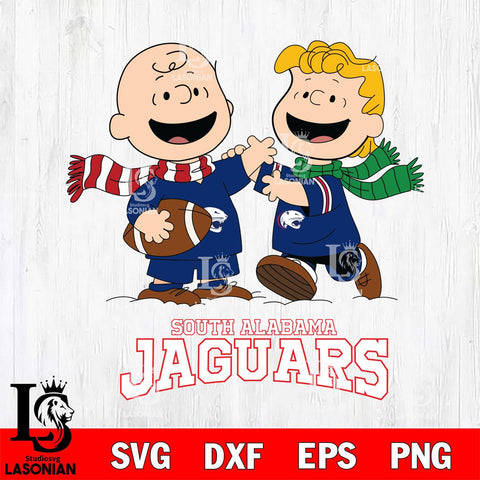 South Alabama Jaguars Charlie Brown & Linus Football Cricut,Christmas SVG DXF EPS PNG FILE, NCAA Digital Download,Instant Download, Silhouette