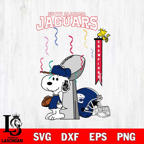 South Alabama Jaguars Charlie Brown and Snoopy Super Bowl Svg Eps Dxf Png File, NCAA svg , Digital Download , Instant Download, Cricut File