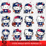 South Alabama Jaguars Cute Hello Kitty Bundle 12 SVG Eps Dxf Png File, NCAA Bundle svg, Digital Download, Instant Download