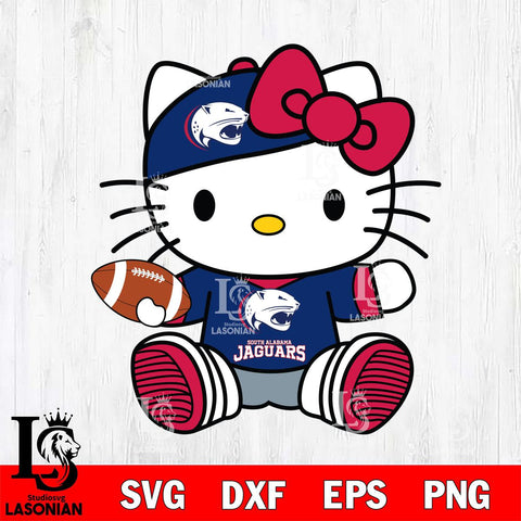 South Alabama Jaguars Cute Hello Kitty Football 11 Svg Eps Dxf Png File, NCAA svg, Digital Download, Instant Download