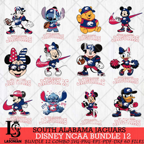 South Alabama Jaguars Disney NCAA Bundle Svg PNG 12 Svg Eps Dxf Png File, Digital Download