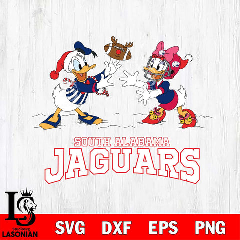 South Alabama Jaguars Donald Duck & Daisy Duck Football Cricut,Christmas SVG DXF EPS PNG FILE, NCAA Digital Download,Instant Download, Silhouette