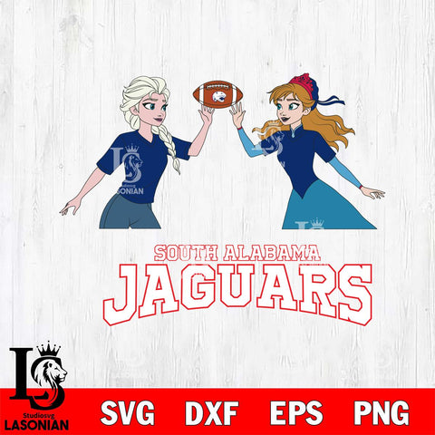 South Alabama Jaguars Elsa & Anna Football Cricut,Christmas SVG DXF EPS PNG FILE, NCAA Digital Download,Instant Download, Silhouette