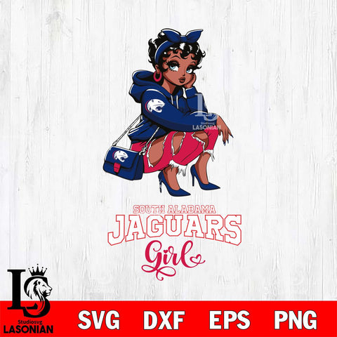 South Alabama Jaguars Fashion Black Fan Girl Betty Boop, Svg Eps Dxf Png File, Digital Download