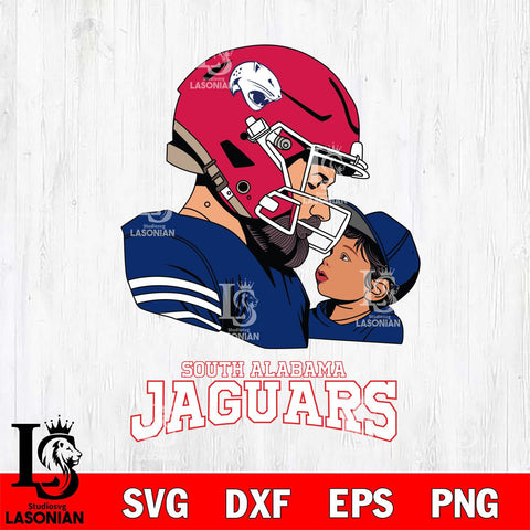 South Alabama Jaguars Father And Child Rugby SVG DXF EPS PNG FILE,NCAA SVG, Father day Digital Download,Instant Download, Silhouette