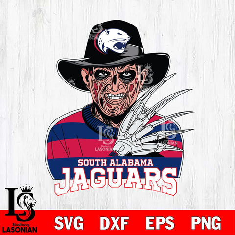 South Alabama Jaguars Freddy Krueger Horror Halloween Svg Eps Dxf Png File, NCAA svg, Digital Download, Instant Download