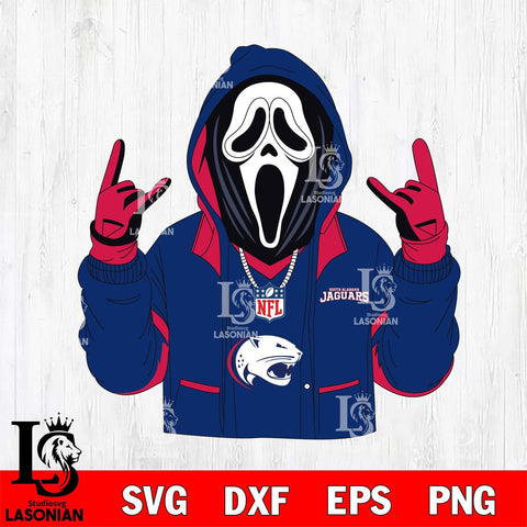 South Alabama Jaguars Ghostface Scream Football Halloween Svg Eps Dxf Png File, NCAA svg, Digital Download, Instant Download