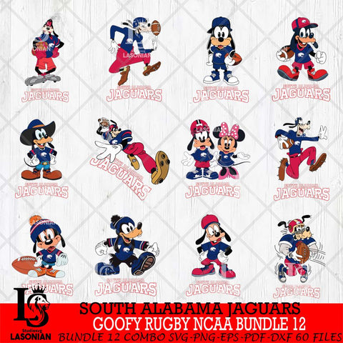 South Alabama Jaguars Goofy Rugby Disney NCAA Bundle 12 SVG DXF EPS PNG FILE,NCAA bundle svg ,Football Digital Download,Instant Download, Silhouette
