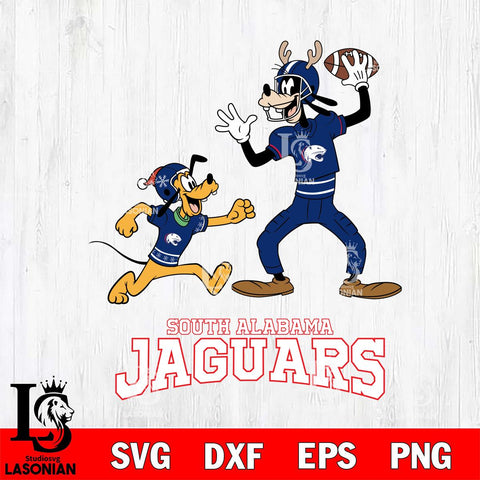 South Alabama Jaguars Goofy & Pluto Football Cricut,Christmas SVG DXF EPS PNG FILE, NCAA Digital Download,Instant Download, Silhouette