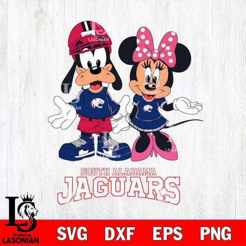 South Alabama Jaguars Goofy and Minnie mouse Football SVG DXF EPS PNG FILE,NCAA svg ,Football Digital Download,Instant Download, Silhouette