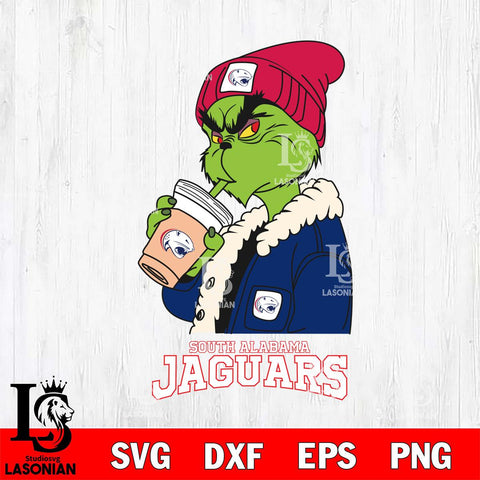 South Alabama Jaguars Grinch Bougie Football Svg Eps Dxf Png File, Digital Download, Instant Download