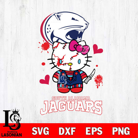 South Alabama Jaguars Hello Kitty Horror 2 Svg Eps Dxf Png File, Digital Download