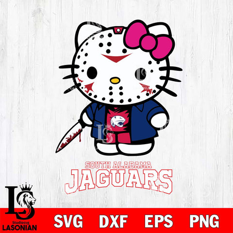 South Alabama Jaguars Hello Kitty Horror 3 Svg Eps Dxf Png File, Digital Download