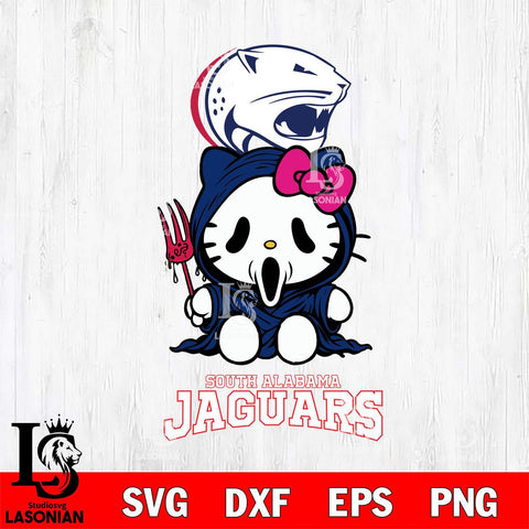 South Alabama Jaguars Hello Kitty Horror 4 Svg Eps Dxf Png File, Digital Download