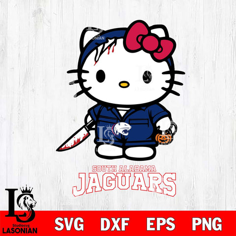 South Alabama Jaguars Hello Kitty Horror 5 Svg Eps Dxf Png File, Digital Download