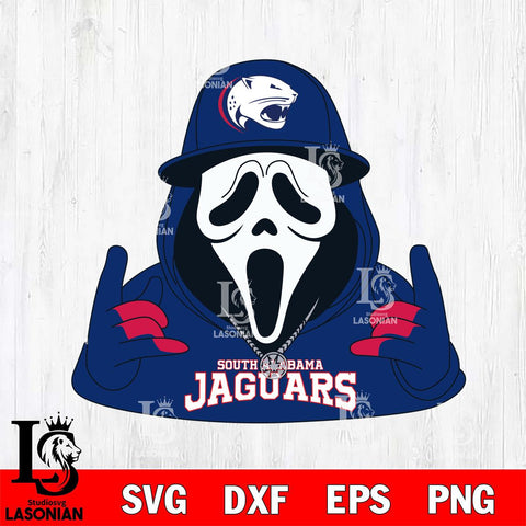 South Alabama Jaguars Horror Character Ghostface Sport Svg Eps Dxf Png File, NCAA svg, Digital Download, Instant Download