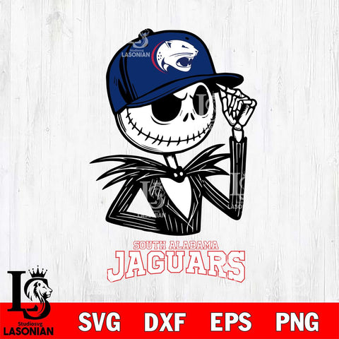 South Alabama Jaguars Jack Skellington 3 Halloween Svg Eps Dxf Png File, NCAA svg, Digital Download, Instant Download