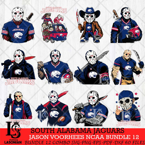 South Alabama Jaguars Jason Voorhees Horror Bundle 12 SVG Eps Dxf Png File, bundle NCAA svg, Digital Download, Instant Download