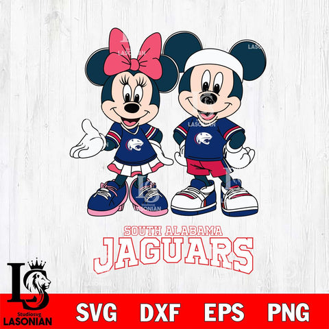 South Alabama Jaguars Mickey And Minnie Football Svg Eps Dxf Png File, NCAA svg , Digital Download , Instant Download, Cricut File