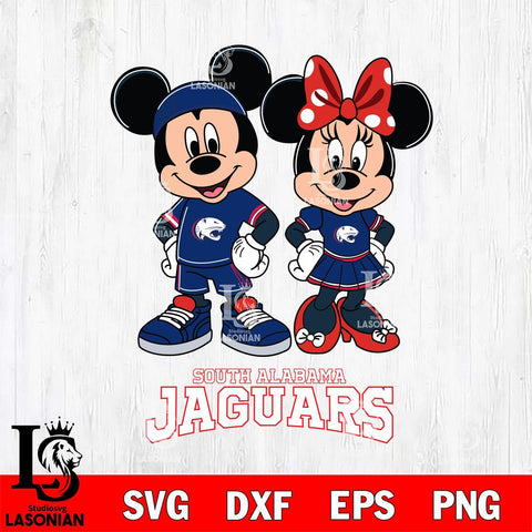 South Alabama Jaguars Mickey And Minnie Rugby Svg Eps Dxf Png File, NCAA svg , Digital Download , Instant Download, Cricut File