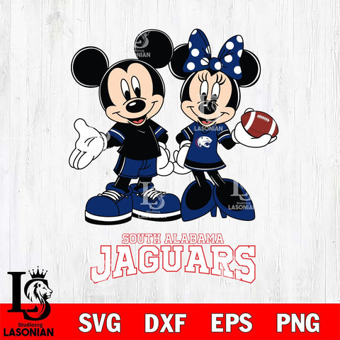 South Alabama Jaguars Mickey Minnie Football Svg Eps Dxf Png File, NCAA svg , Digital Download , Instant Download, Cricut File