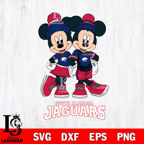 South Alabama Jaguars Mickey Minnie Valentine Football Svg Eps Dxf Png File, NCAA svg , Digital Download , Instant Download, Cricut File