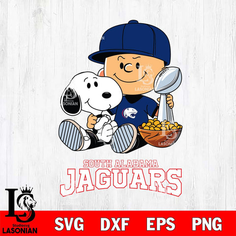 South Alabama Jaguars Peanuts Snoopy Champion football SVG DXF EPS PNG FILE,Snoopy File Cut, NCAA Digital Download,Instant Download,Christmas Silhouette