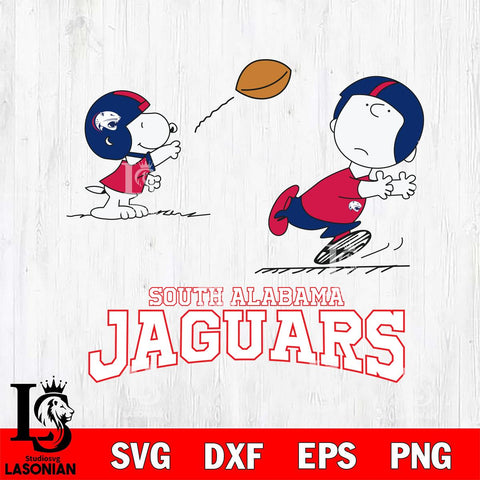 South Alabama Jaguars Peanuts play football SVG DXF EPS PNG FILE,Snoopy File Cut, NCAA Digital Download,Instant Download,Christmas Silhouette