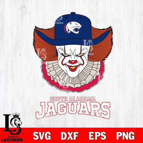South Alabama Jaguars Pennywise Horror Sport 12 Svg Eps Dxf Png File, Digital Download