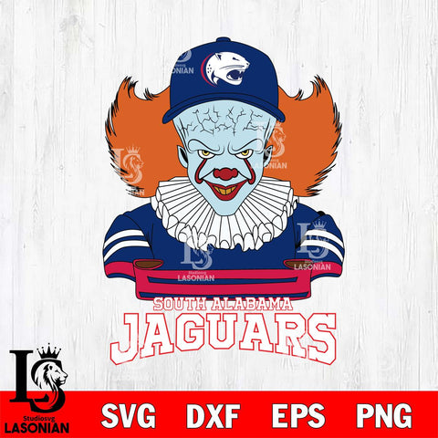 South Alabama Jaguars Pennywise Horror Sport 2 Svg Eps Dxf Png File, Digital Download