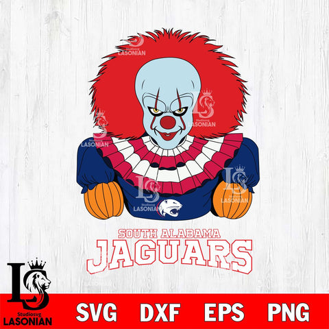 South Alabama Jaguars Pennywise Horror Sport 3 Svg Eps Dxf Png File, Digital Download