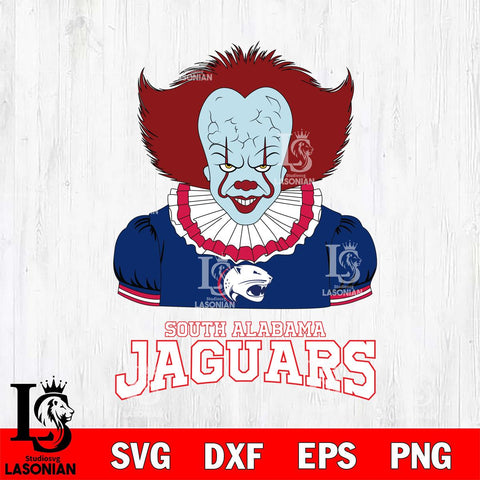 South Alabama Jaguars Pennywise Horror Sport 5 Svg Eps Dxf Png File, Digital Download